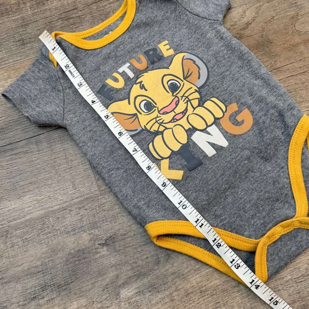 Disney Baby Lion King Simba Future King Gray‎ Gold Bodysuit 6-9M One Piece Snap
